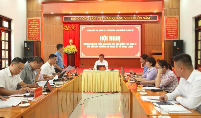 Lãnh đạo Đảng ủy xã Ngọc Long phát biểu tiếp thu và làm rõ thêm các nội dung tại buổi làm việc.