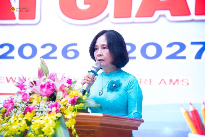 Cô Phạm Minh Thảo - Hiệu trưởng Trường tiểu học Thành Công phát biểu tại sự kiện