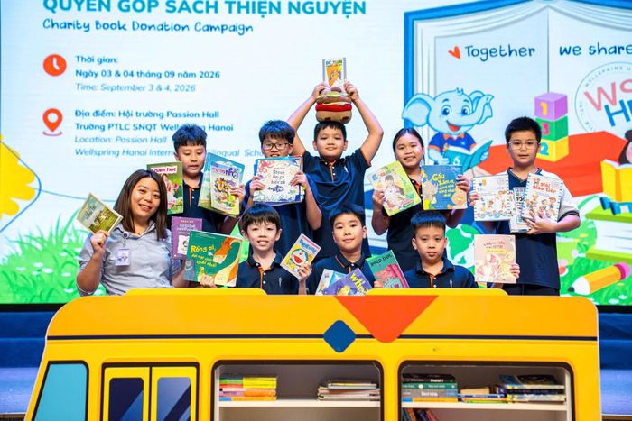 Học sinh Trường Phổ thông Liên cấp Song ngữ Quốc tế Wellspring Hanoi quyên góp sách thiếu nhi, sách lịch sử, văn hóa, nghệ thuật…