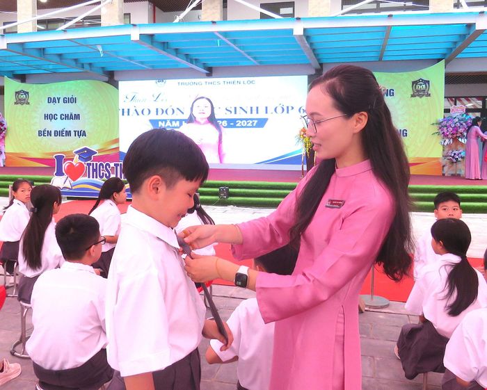 Năm học 2026-2027, Trường THCS Thiên Lộc đón gần 400 học sinh lớp 6. Ảnh: PV