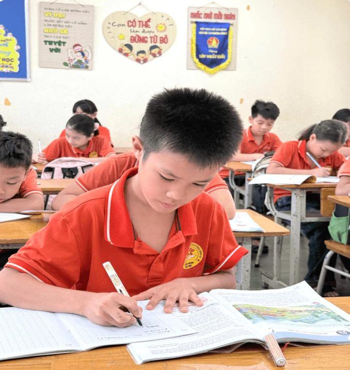 Em Nguyễn Hữu Phong, học sinh lớp 4B - Trường Tiểu học Phương Đình B. Ảnh: Phòng Văn hóa xã