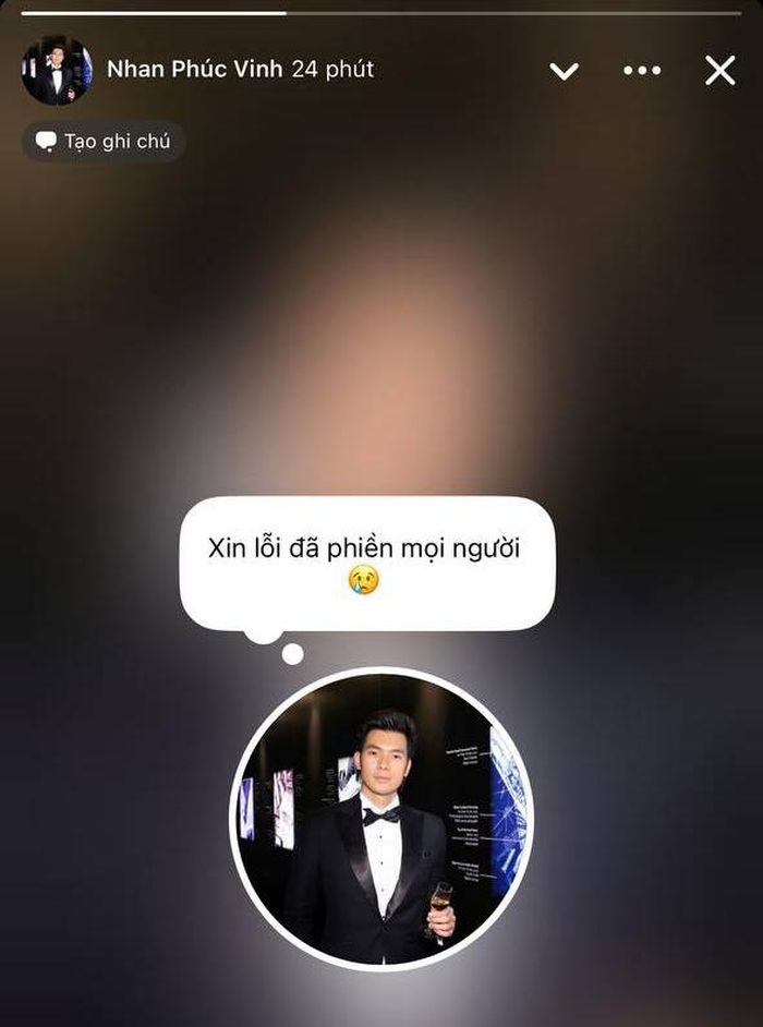 Bài đăng gây tò mò của Nhan Phúc Vinh trên trang cá nhân
