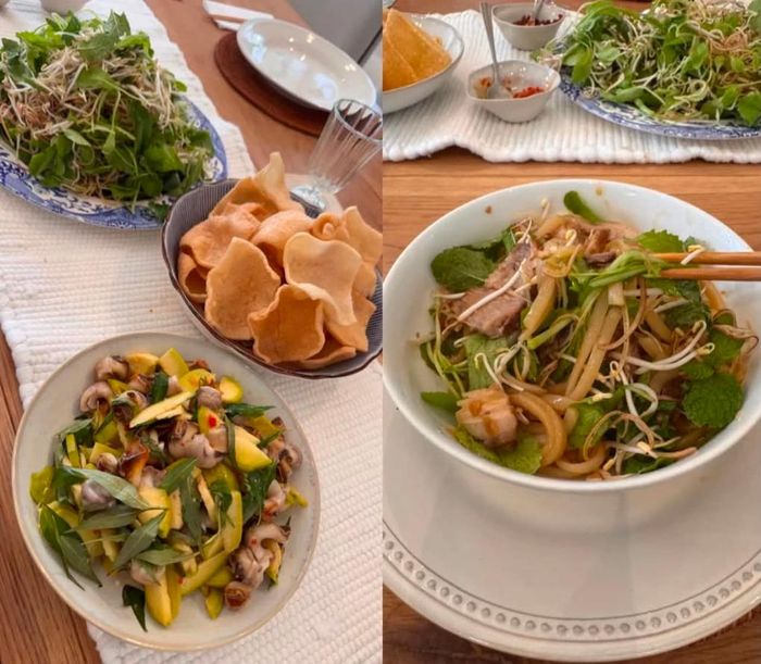 Băng Di khoe món cao lầu do Tăng Thanh Hà chế biến.