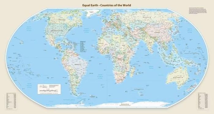 Phép chiếu bản đồ Equal Earth được Đại hội đồng Liên Hợp Quốc ủng hộ. Ảnh: Equal Earth