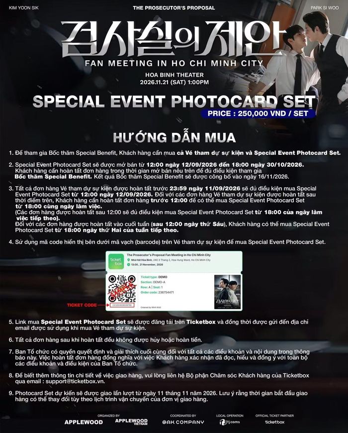 Điều kiện tham gia bốc thăm nhận quyền lợi đặc biệt tại fan meeting của SikWoo.