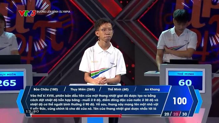 Trong phần thi của An Khang, Thế Minh đã chớp lấy thời cơ và thành công giành được 30 điểm của cậu bạn.