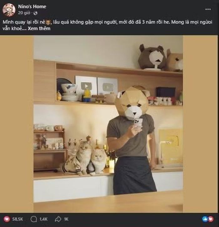 Hình ảnh và bài đăng thông báo trở lại của nam YouTuber.