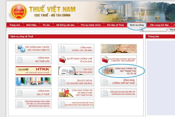 Cục Thuế bổ sung chức năng công khai thông tin người nộp thuế trạng thái 03, 05, 06.