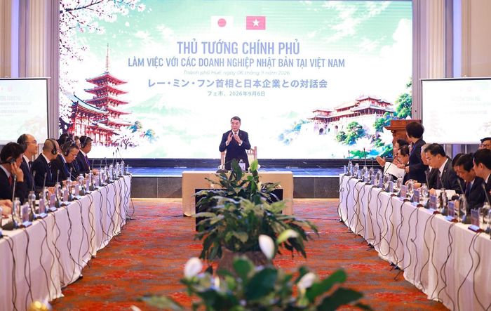 Thủ tướng Lê Minh Hưng làm việc với các doanh nghiệp Nhật Bản tại Việt Nam. Ảnh: Dương Giang – TTXVN