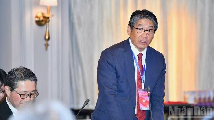 Đại sứ Nhật Bản tại Việt Nam Ito Naoki phát biểu ý kiến tại cuộc làm việc. (Ảnh: THANH GIANG)
