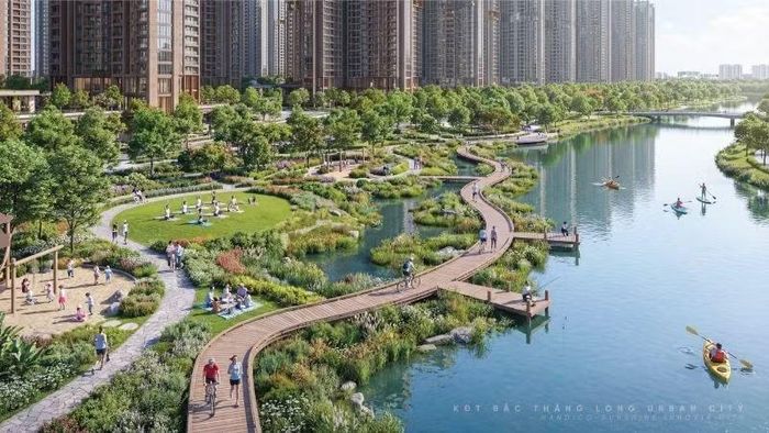 Phối cảnh khu đô thị đa mục tiêu Bắc Thăng Long-Urban City sau khi hoàn thành. (Ảnh: Chủ đầu tư dự án)