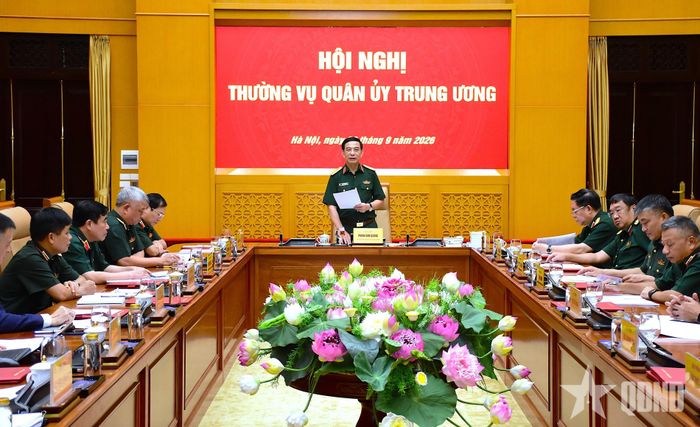 Đại tướng Phan Văn Giang chủ trì hội nghị. 