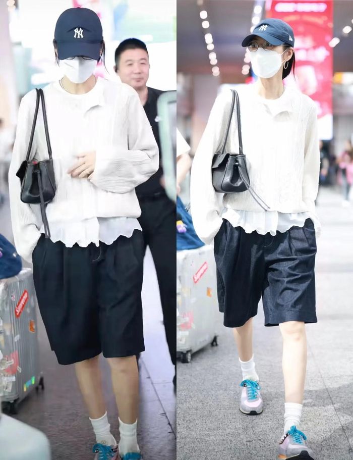 Làm sao tủ đồ mùa Thu có thể trọn vẹn nếu thiếu đi chiếc áo khoác cardigan len? Hãy thử kết hợp áo cardigan len màu trắng ngà với áo hai dây cotton màu trắng có phần gấu xếp nếp lấp ló bên dưới để tạo nên vẻ ngoài trẻ trung, nữ tính đầy cuốn hút. Hoàn thiện bộ trang phục bằng quần short và đôi giày thể thao phối màu hồng - xám để có được phong cách ngọt ngào đầy tinh tế.