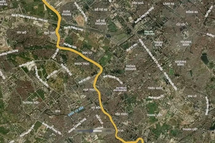 Sông Nhuệ chảy qua 19 xã, phường thuộc TP Hà Nội với chiều dài khoảng 61,5 km.