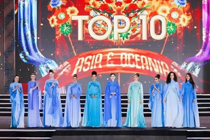 Top 10 người đẹp khu vực châu Á và châu Đại Dương trong trang phục áo dài Việt Nam. (Nguồn: TTXVN)