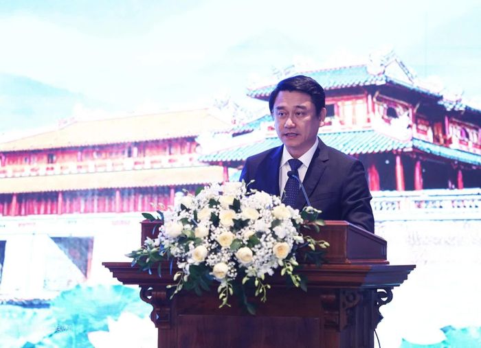 Thứ trưởng Ngoại giao Lê Anh Tuấn phát biểu khai mạc Hội nghị. (Ảnh: Thành Long)