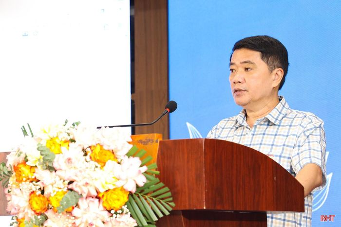 Giám đốc Quỹ Đầu tư Phát triển Hà Tĩnh Phạm Thái Bình phát biểu tại lễ bốc thăm.