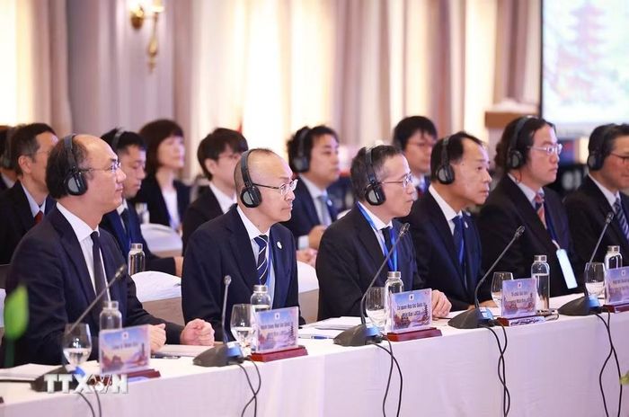 Đại diện lãnh đạo các doanh nghiệp Nhật Bản tại Việt Nam tham dự buổi làm việc. (Ảnh: Dương Giang/TTXVN)