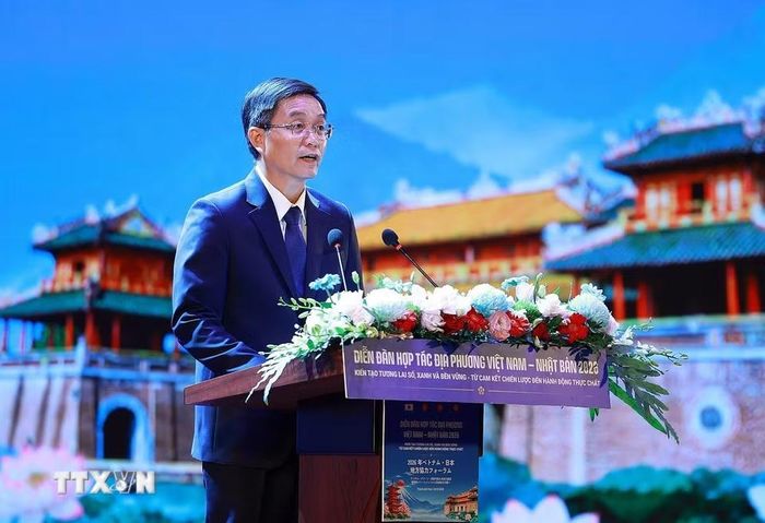 Bí thư Thành ủy Huế Nguyễn Đình Trung phát biểu. (Ảnh: Dương Giang/TTXVN)