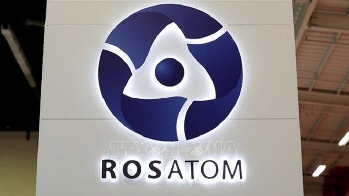 Biểu tượng Tập đoàn Năng lượng Nguyên tử Quốc gia Nga (Rosatom). Ảnh: IRNA/TTXVN
