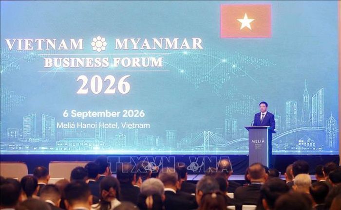 Phó Thủ tướng Nguyễn Văn Thắng phát biểu tại Diễn đàn doanh nghiệp Việt Nam - Myanmar năm 2026. Ảnh: Phạm Kiên/TTXVN
