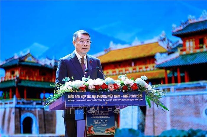 Thủ tướng Lê Minh Hưng phát biểu tại Diễn đàn Hợp tác địa phương Việt Nam - Nhật Bản năm 2026. Ảnh: Dương Giang/TTXVN