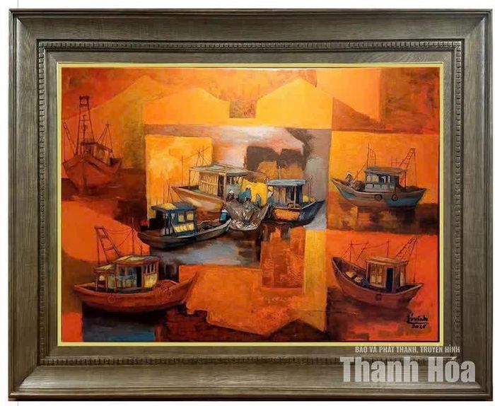 Bến Hải Bình, tranh sơn dầu của họa sĩ Lý Văn Vinh.