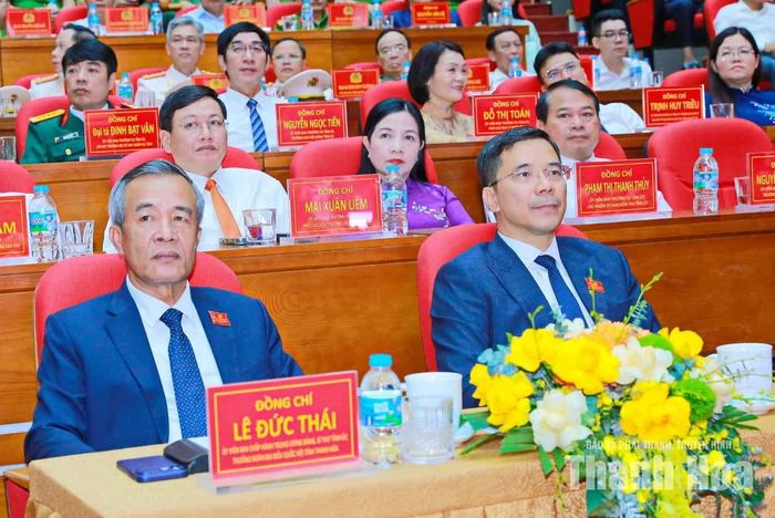 Bí thư Tỉnh ủy Lê Đức Thái và Phó Bí thư Thường trực Tỉnh ủy Nguyễn Hồng Phong dự buổi lễ.