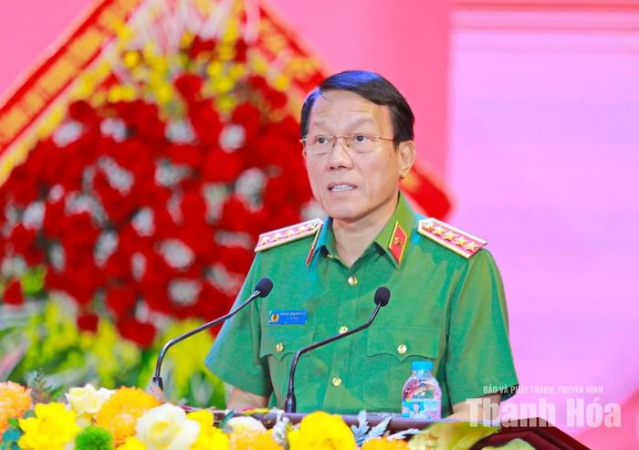 Đại tướng Lương Tam Quang, Bộ trưởng Bộ Công an phát biểu tại buổi lễ.
