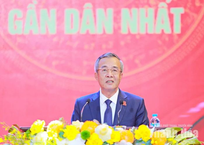 Bí thư Tỉnh ủy Lê Đức Thái phát biểu tại buổi lễ.