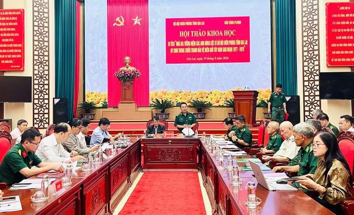  Hội thảo khoa học di tích “Nhà bia tưởng niệm các anh hùng liệt sĩ Bộ đội Biên phòng tỉnh Gia Lai hy sinh trong chiến tranh bảo vệ biên giới Tây Nam giai đoạn 1977-1979”. Ảnh: P.D 