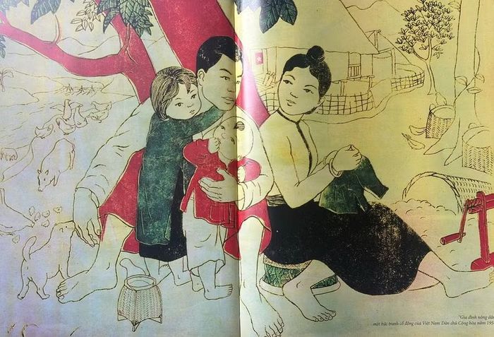  Tranh cổ động “Gia đình nông dân” (1954). Ảnh: Đ.A 