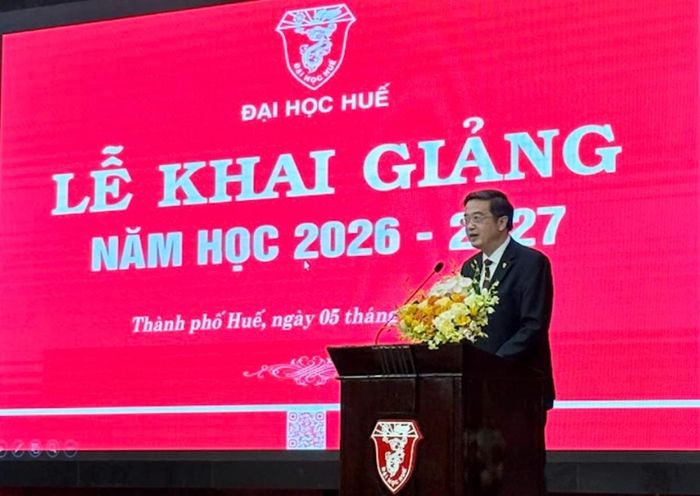 GS.TS. Nguyễn Vũ Quốc Huy, Quyền Giám đốc Đại học Huế phát biểu tại buổi Lễ