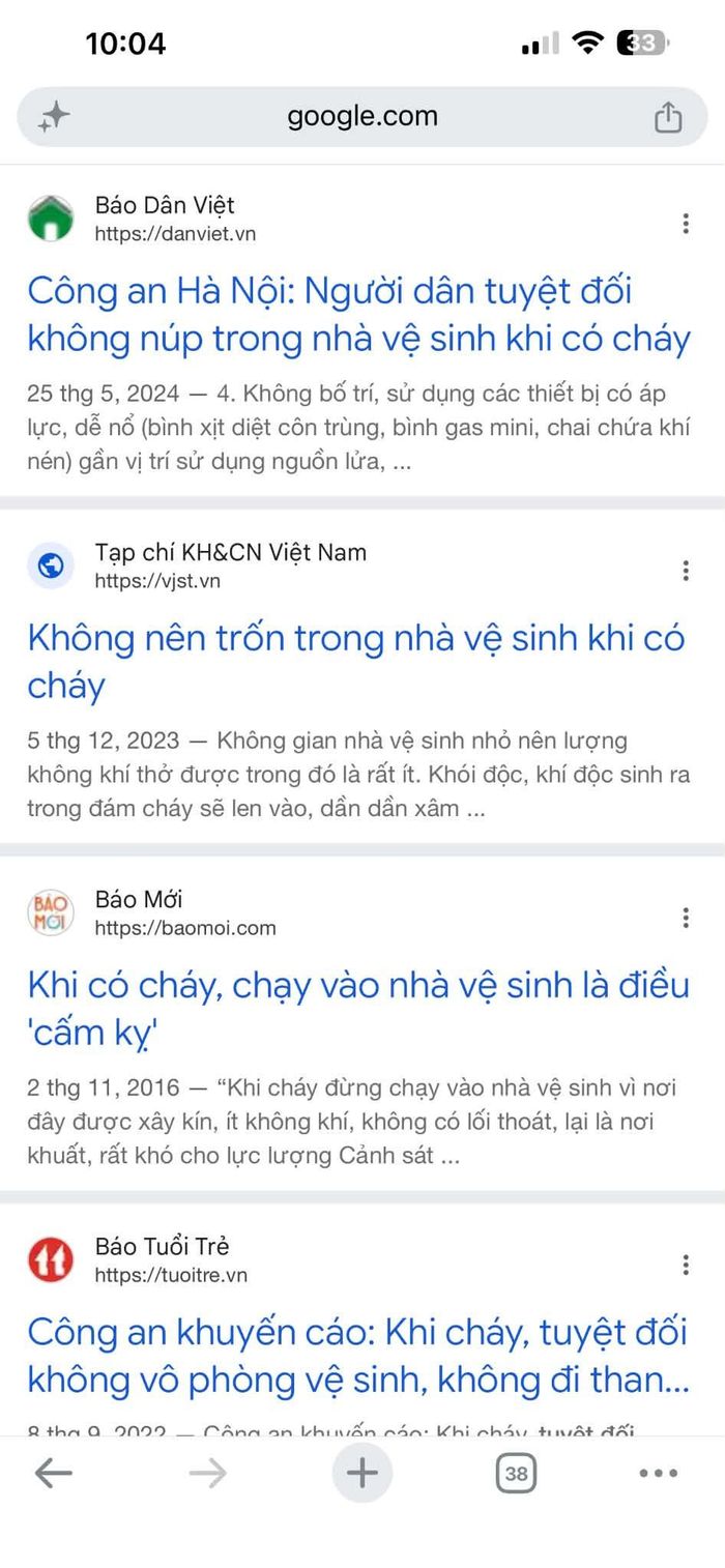 Khi xảy ra cháy, cấm kỵ chạy vào nhà vệ sinh đã được cảnh báo từ lâu. Ảnh: Đức Tuấn