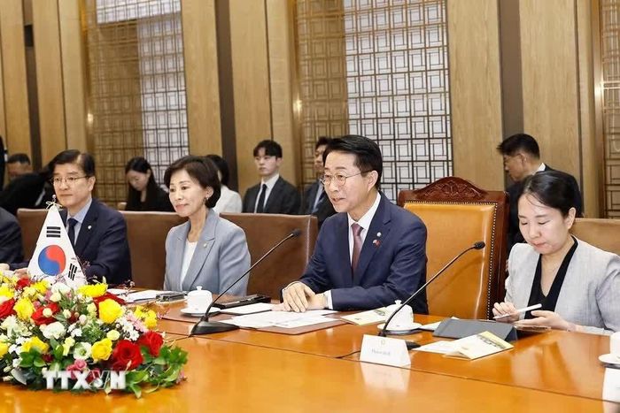 Chủ tịch Quốc hội Đại Hàn Dân Quốc Cho Jeong Sik phát biểu. Ảnh: Doãn Tấn/TTX.