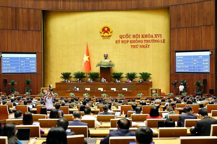 Quốc hội biểu quyết thông qua Nghị quyết của Quốc hội phê duyệt chủ trương đầu tư Chương trình mục tiêu quốc gia phát triển văn hóa - xã hội, nông thôn, dân tộc và miền núi giai đoạn 2026-2035. Ảnh: Doãn Tấn - TTXVN