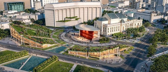 Khu vực Opera Hanoi gồm không gian Văn hóa - Nghệ thuật Thủ đô, các tầng hầm, Trung tâm Lịch sử Văn hóa Nghệ thuật, khu Nhà hát mở rộng, hầm giao thông kết nối với bờ sông, Bảo tàng Lịch sử quốc gia, Trung tâm Tài chính và quảng trường 19/8. Ảnh: TTXVN phát