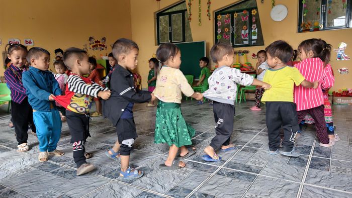 Lớp mầm non 3 tuổi do cô Nguyễn Thị Nhung phụ trách. Ảnh: Huy Thông