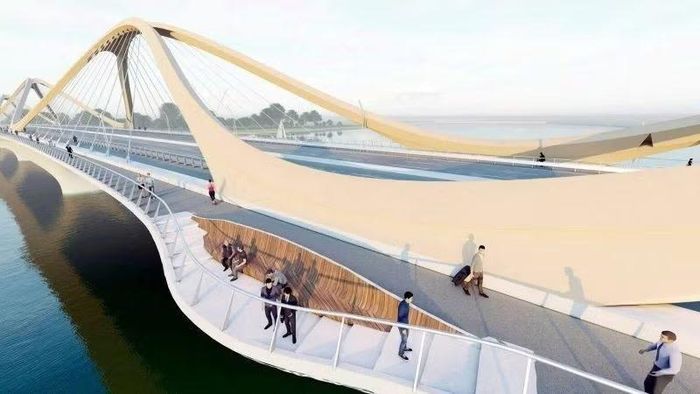 Phối cảnh thiết kế vô cực của vòm cầu Trần Hưng Đạo, điểm nhấn kiến trúc biểu tượng của Thủ đô. (Ảnh: ÁNH DƯƠNG)