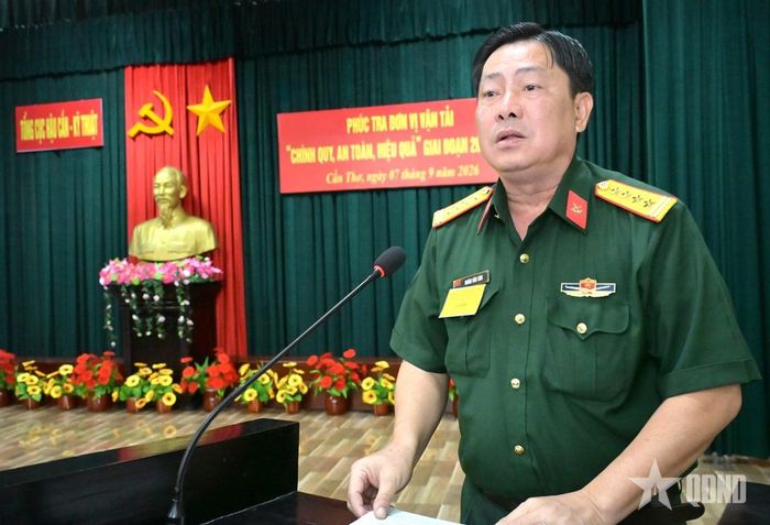 Đại tá Nhâm Văn Tám, Lữ đoàn trưởng Lữ đoàn Vận tải 659, Cục Hậu cần - Kỹ thuật Quân khu 9 phát biểu.