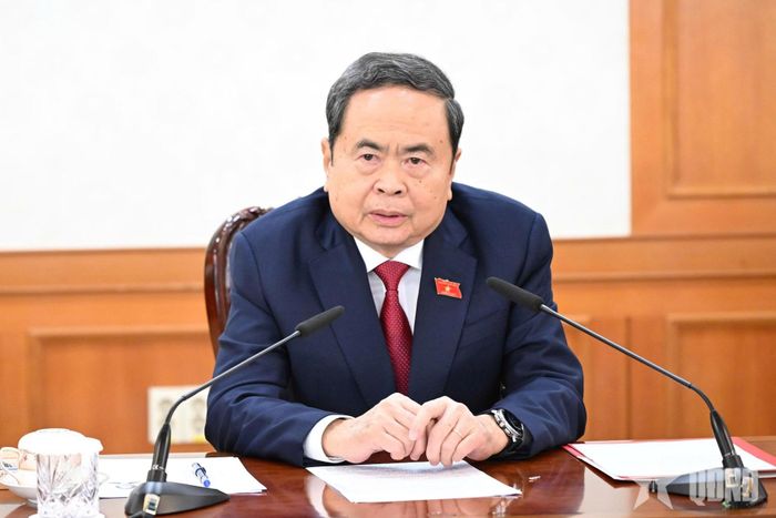 Chủ tịch Quốc hội Trần Thanh Mẫn phát biểu tại cuộc hội kiến. 