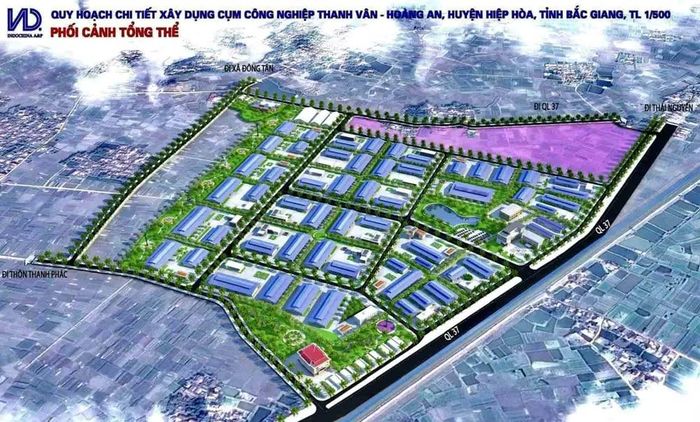 Phối cảnh Cụm công nghiệp Thanh Vân - Hoàng An tại xã Hoàng Vân, tỉnh Bắc Ninh. Ảnh: bacninh.gov.vn
