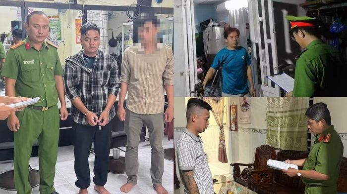 Cơ quan CSĐT tiến hành các quyết định tố tụng đối tượng Lê Quốc Trung, Võ Tuấn Thành, Nguyễn Đức Anh và Bùi Duy Tân (Ảnh: CACC)