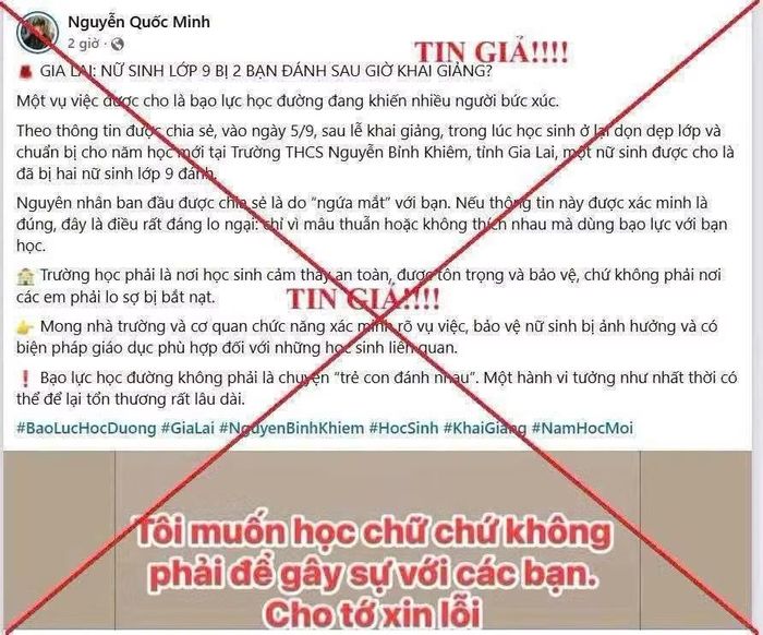 Bài viết đăng tải hoàn toàn sai sự thật (ảnh Internet)