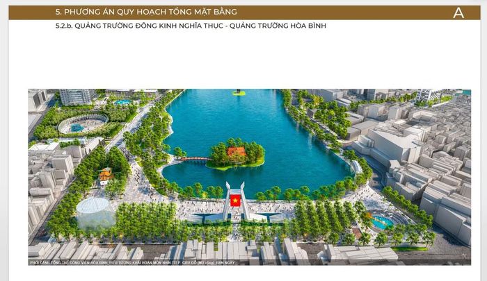 Phối cảnh dự kiến Quảng trường Đông Kinh Nghĩa Thục - Quảng trường Hòa Bình với biểu tượng Khải Hoàn Môn. (Ảnh: UBND TP Hà Nội)