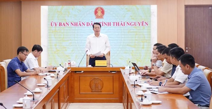 Phó Chủ tịch UBND tỉnh Thái Nguyên Dương Văn Lượng phát biểu tại buổi làm việc.