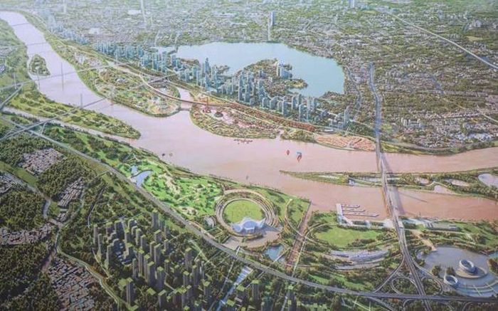 Quy hoạch phân khu đô thị sông Hồng có phạm vi nghiên cứu khoảng 11.418 ha, trải dài 40 km theo hướng Tây Bắc - Đông Nam, từ cầu Hồng Hà đến cầu Mễ Sở, thuộc địa giới 16 xã, phường của Hà Nội.