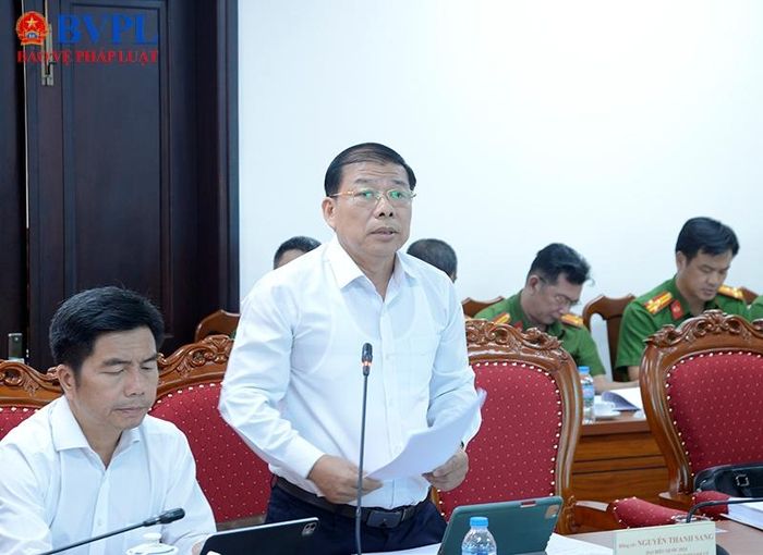  Đồng chí Nguyễn Thanh Sang - Đại biểu Quốc hội, Phó Trưởng Ban Nội chính Thành ủy TP Hồ Chí Minh phát biểu.