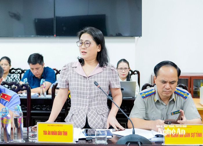 Chánh án Toà án nhân dân tỉnh Phan Thị Nguyệt Thu phát biểu tại phiên tiếp công dân. Ảnh: Phạm Bằng