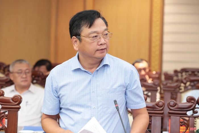 Đồng chí Hồ Huy Thành - Phó Chủ tịch UBND tỉnh tham gia ý kiến tại cuộc họp.